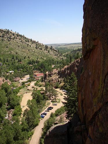 Parking lot view from 3rd Belay